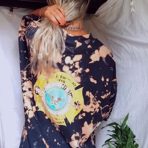 US fire department vintage t shirt hand dyed